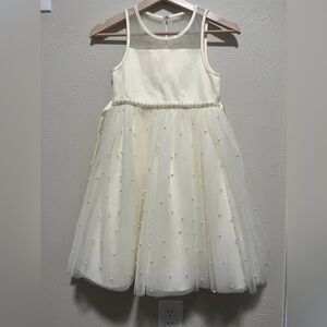 Cinderella Cream Pearl-Accent Embellished Girl Tutu Dress